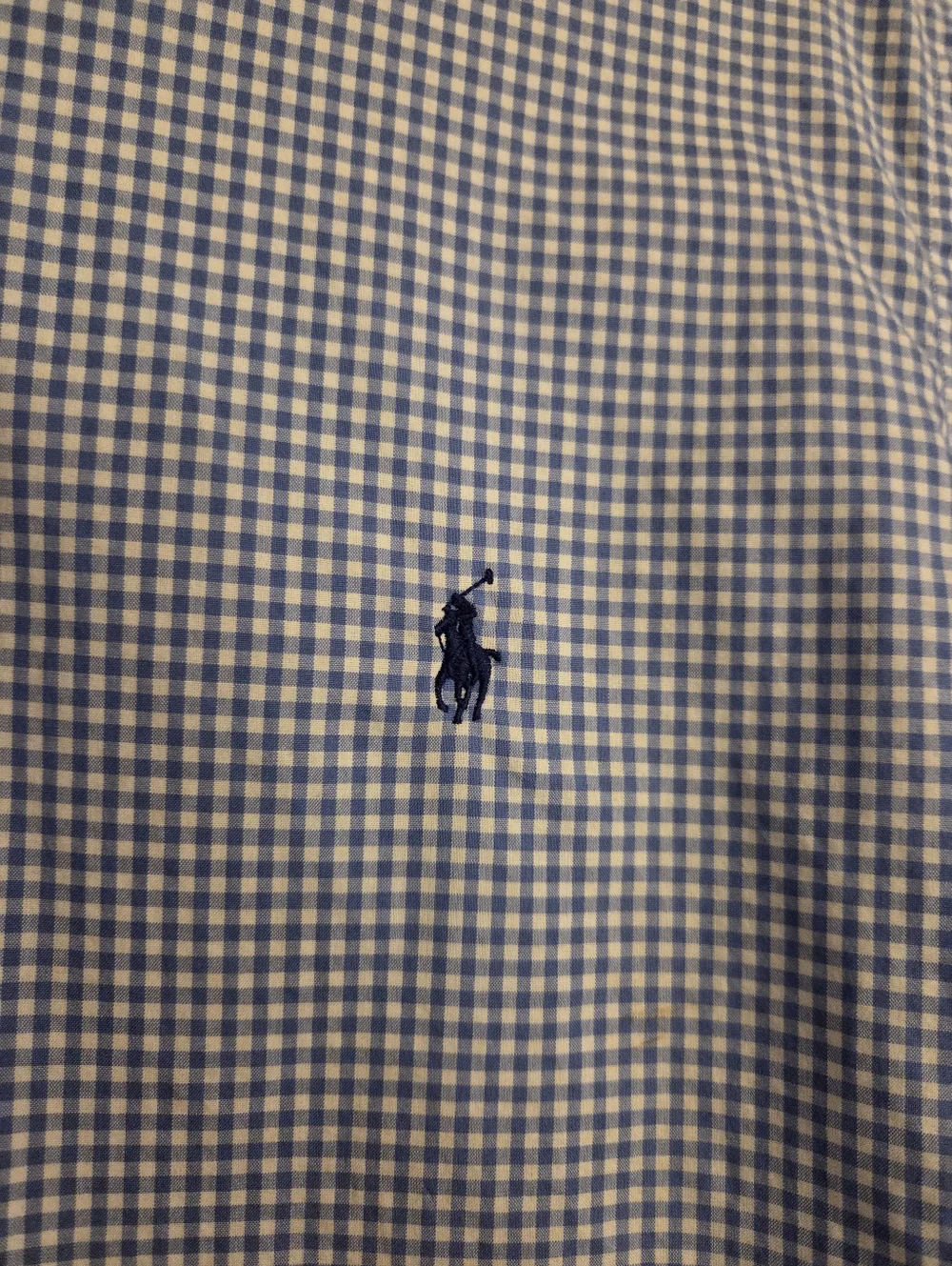 POLO RALPH LAUREN Vintage Blue White Checkered Custom Fit Button Down Mens SZ 16